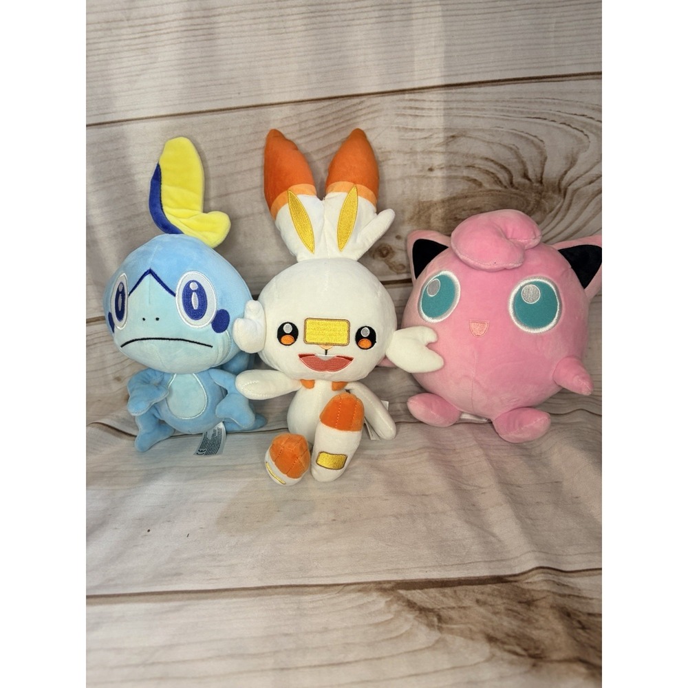 Pokémon Plush Bundle Lot‎ of 3 Sobble Scorbunny Jigglypuff Nintendo